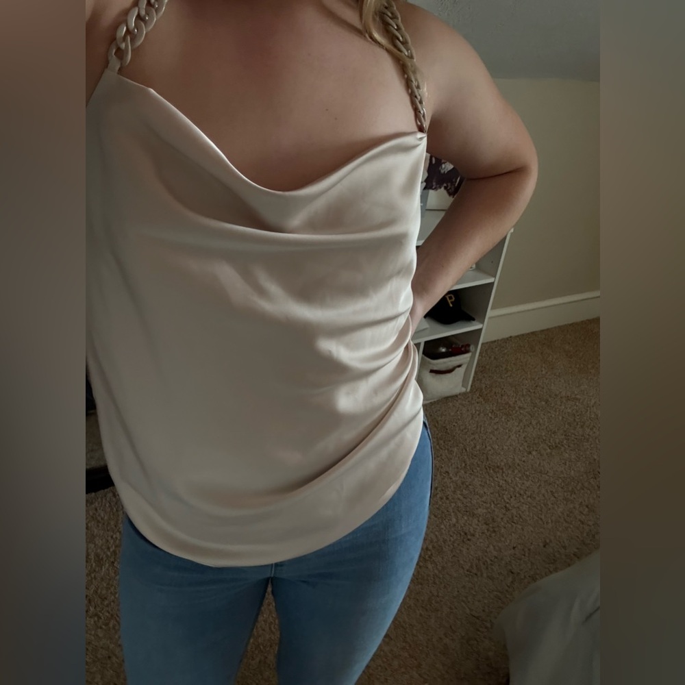 Cream Asymmetrical Sleeveless Camisole